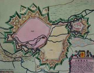 « Arras, ville forte capitale du comté d’Artois », vers 1696, plan n°179 bis, in Catalogue raisonné des cartes et plans de l’ancienne province d’Artois, par le comte de Loisne, p.53, Médiathèque municipale d’Arras, fonds iconographique.
