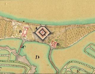 Redoute de Martray, plan de 1722, collection Musée Ernest Cognacq, ville de Saint-Martin-de-Ré.