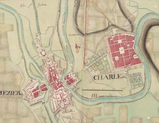 Mézières. Charleville, plan de 1753, gallica.bnf.fr/ Bibliothèque nationale de France.