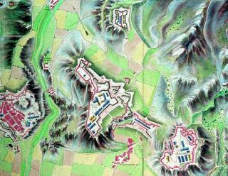 Plan de Briançon, du fort des Têtes, du Randouillet et de la Communication en Y, 1818, Plans du Génie, Fonds Guillemain, n°6830, Archives départementales des Hautes-Alpes.