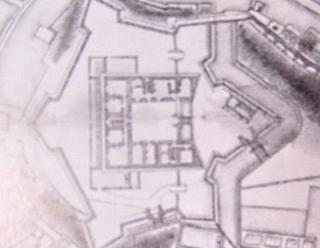Fort d’Alès, plan non daté, extrait de ELZIERE (J.-B.) et FAUCHERRE (N.), Des châteaux médiévaux d’Alès au fort royal de la contre-réforme (1687), dans Congrès du Gard, Paris, 2000.