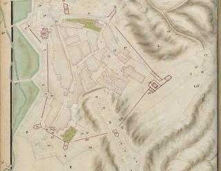 Seyne, plan de 1693 avec les tracés des modifications du règne de Louis XIV, dans Recueil des plans des places du Royaume, divisé par provinces, faits en l’an 1693, s. l., 1693, vol. 2, pl. 12, gallica.bnf.fr / Bibliothèque nationale de France.