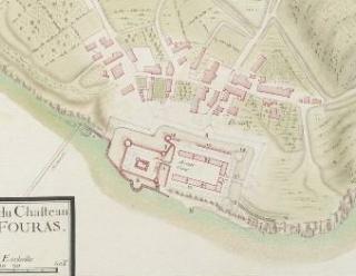 Plan du château de Fouras en 1693, dans Recueil des plans des places du Royaume, divisé par provinces, faits en l’an 1693, vol. 2, pl. 62, gallica.bnf.fr / Bibliothèque nationale de France.