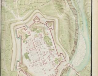 Plan de Navarrenx en 1693, dans Recueil des plans des places du Royaume, divisé par provinces, faits en l’an 1693, vol. 2, pl. 48, gallica.bnf.fr / Bibliothèque nationale de France.