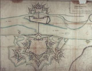 Plan du projet d’Huningue en 1696, gallica.bnf.fr / Bibliothèque nationale de France.