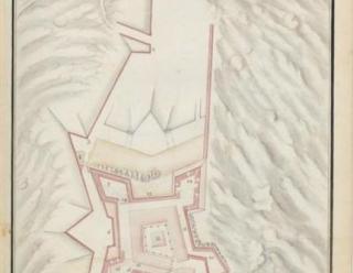 Fort-les-Bains, plan de 1693, dans Recueil des plans des environs de plusieurs places du Royaume faits en l’an 1693, [Paris], pl. 45, gallica.bnf.fr / Bibliothèque nationale de France.