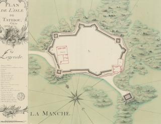 Plan de l’Isle de Tatihou, 1754, gallica.bnf.fr / Bibliothèque nationale de France.
